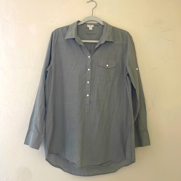 J.Crew 100% Cotton Half Button Down - Picture 1 of 4